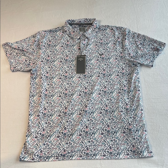 Callaway Other - Callaway Men's Opti-Dri Cocktail Print Bright White Polo NWT Size L